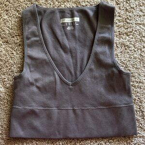 💜 3 for $10 Forever 21 Charcoal Ribbed V-Neck Tank Top